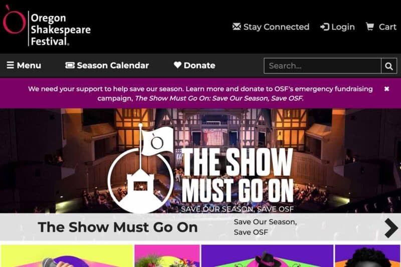 oregon shakespeare festival on a laptop